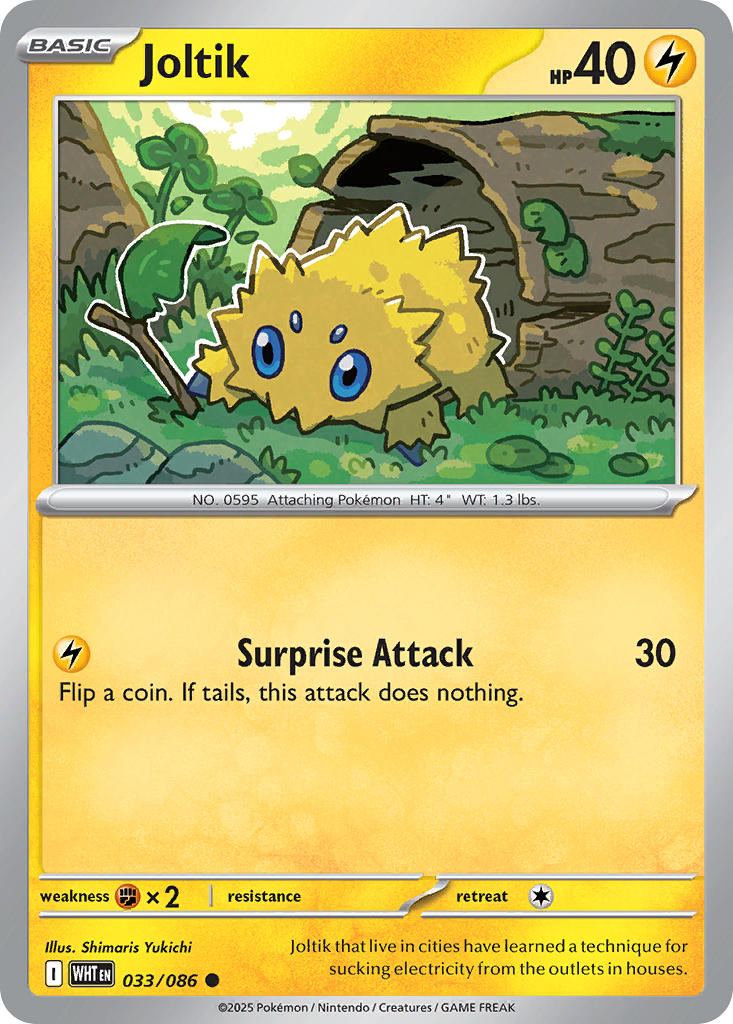 Joltik⁣ - White Flare⁣ (Common)⁣ [033] English / Near Mint / Reverse-Holo Normal