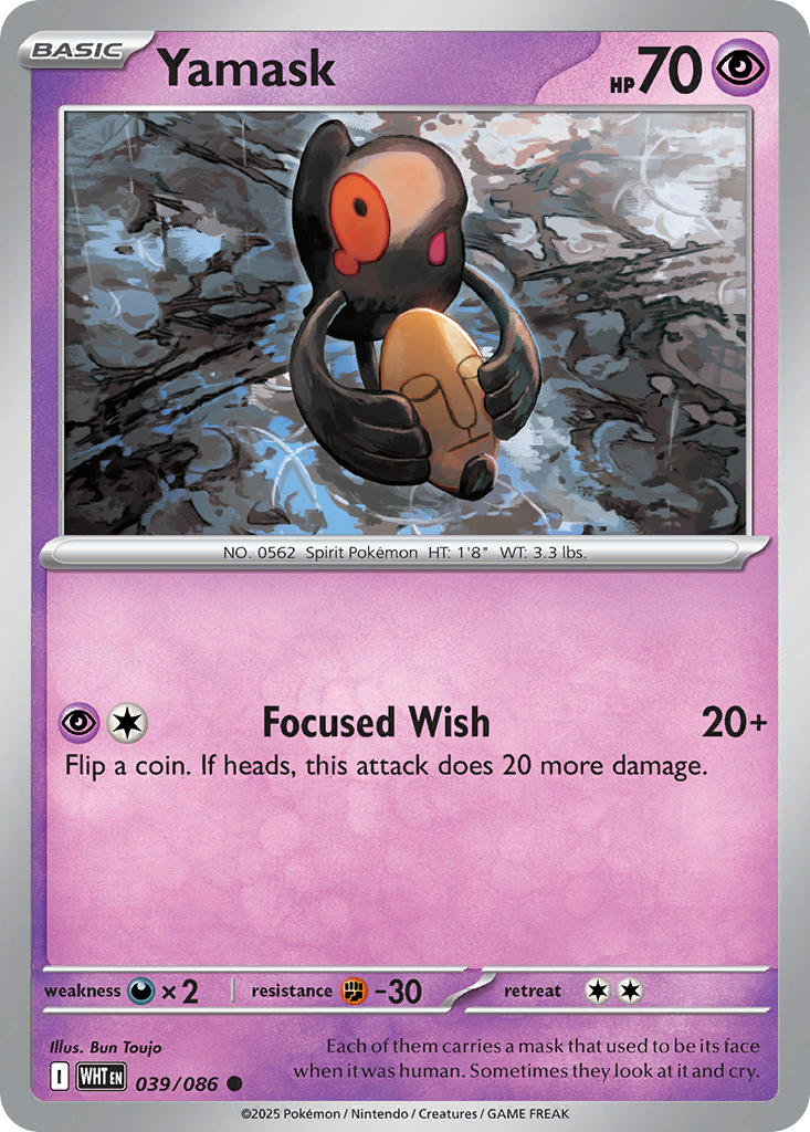 Yamask⁣ - White Flare⁣ (Common)⁣ [039] English / Near Mint / Reverse-Holo Normal