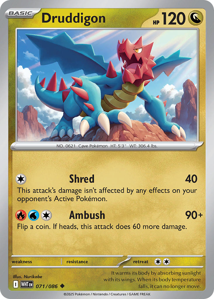 Druddigon⁣ - White Flare⁣ (Uncommon)⁣ [071] English / Near Mint / Reverse-Holo Normal