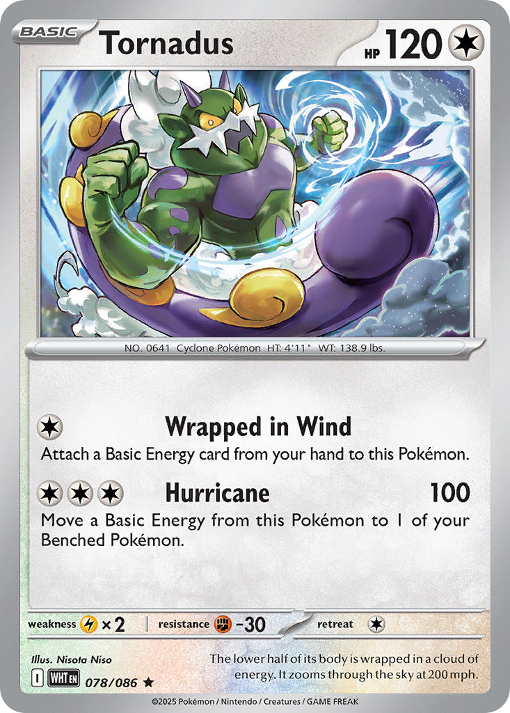 Tornadus⁣ - White Flare⁣ (Rare)⁣ [078] English / Near Mint / Reverse-Holo Normal