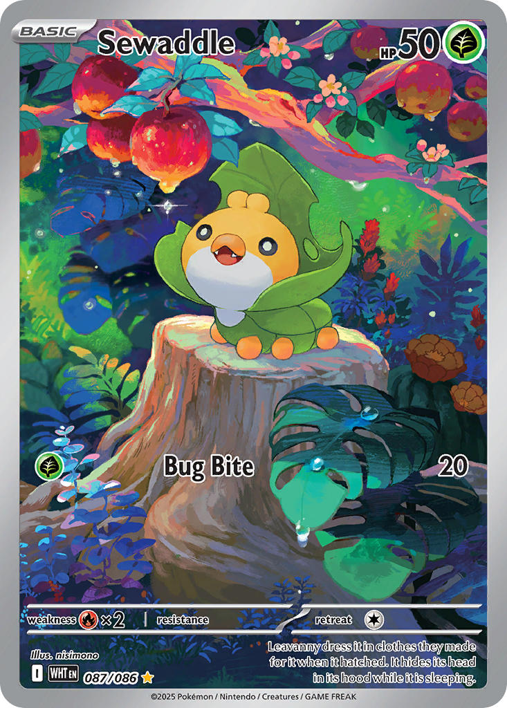 Sewaddle⁣ - White Flare⁣ (Illustration Rare)⁣ [087] English / Near Mint / Normal