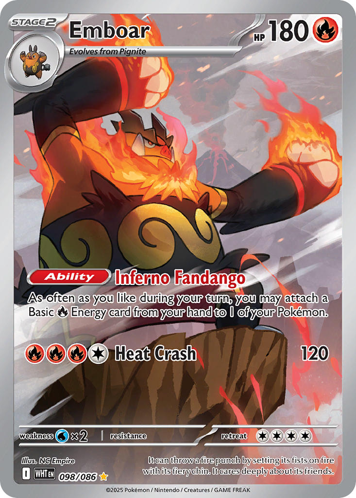 Emboar⁣ - White Flare⁣ (Illustration Rare)⁣ [098] English / Near Mint / Normal
