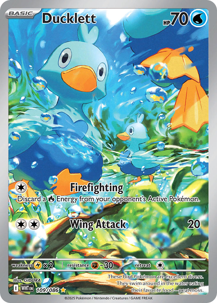 Ducklett⁣ - White Flare⁣ (Illustration Rare)⁣ [109] English / Near Mint / Normal
