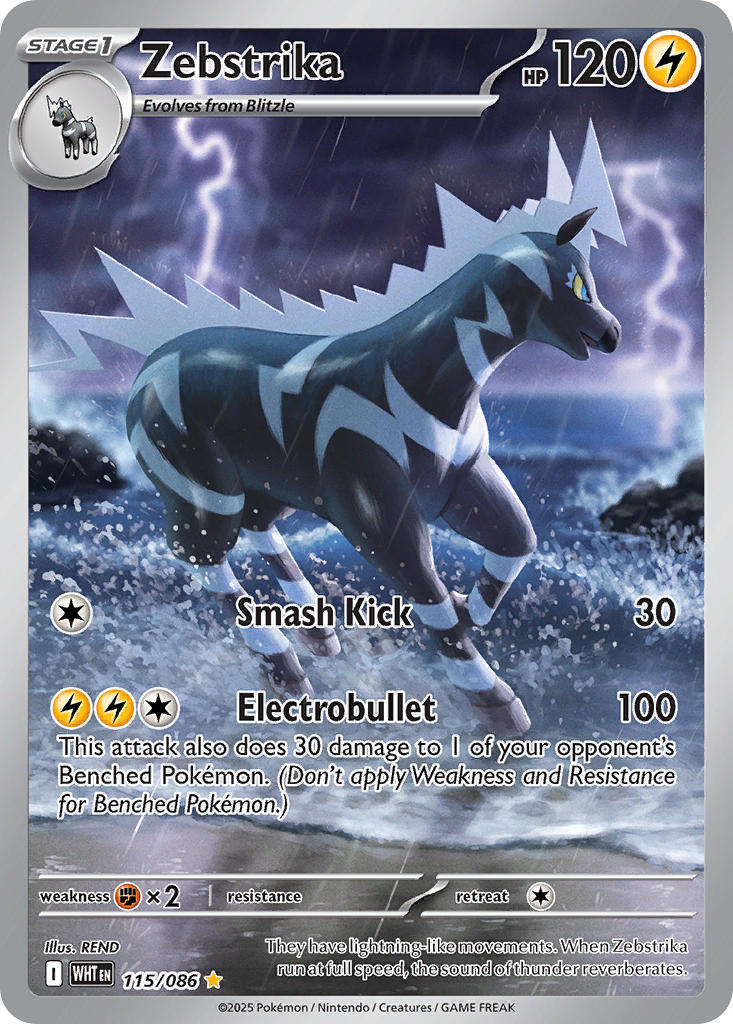Zebstrika⁣ - White Flare⁣ (Illustration Rare)⁣ [115] English / Near Mint / Normal