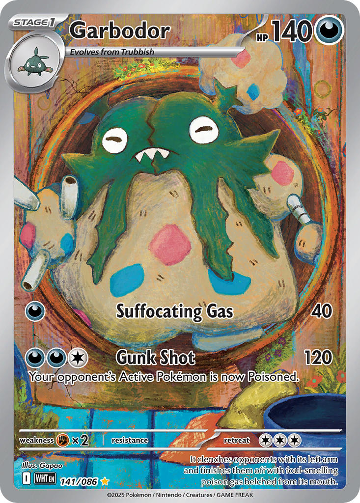 Garbodor⁣ - White Flare⁣ (Illustration Rare)⁣ [141] English / Near Mint / Normal