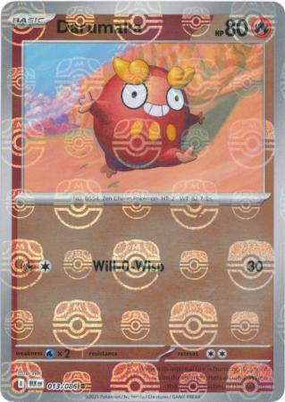 Darumaka⁣ - Black Bolt: Master Ball Foil (Common)⁣ [013] English / Near Mint / Reverse-Holo Normal