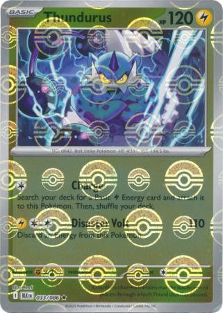 Thundurus⁣ - Black Bolt: Poké Ball Foil (Rare)⁣ [033] English / Near Mint / Reverse-Holo Normal