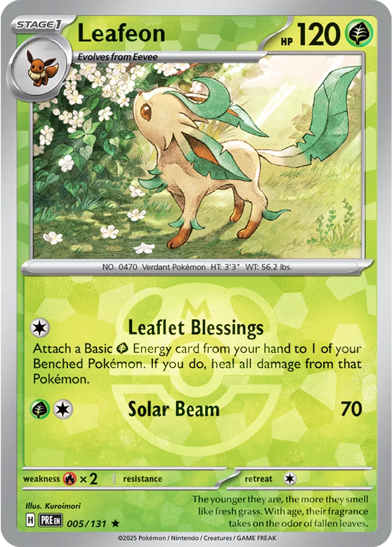 Leafeon - Prismatic Evolutions: Master Ball Foil (Rare) [005] Kortspil