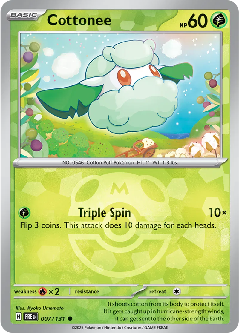 Cottonee - Prismatic Evolutions: Master Ball Foil (Common) [007] Kortspil