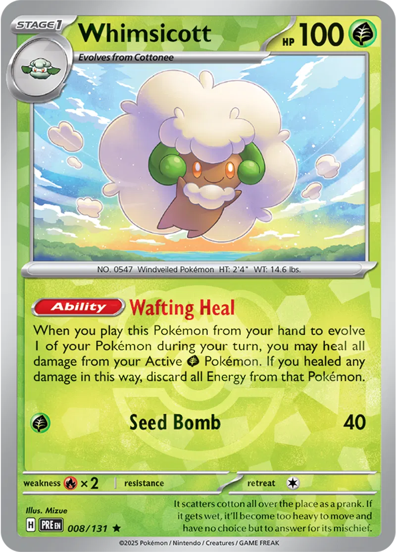 Whimsicott - Prismatic Evolutions: Master Ball Foil (Rare) [008] Kortspil