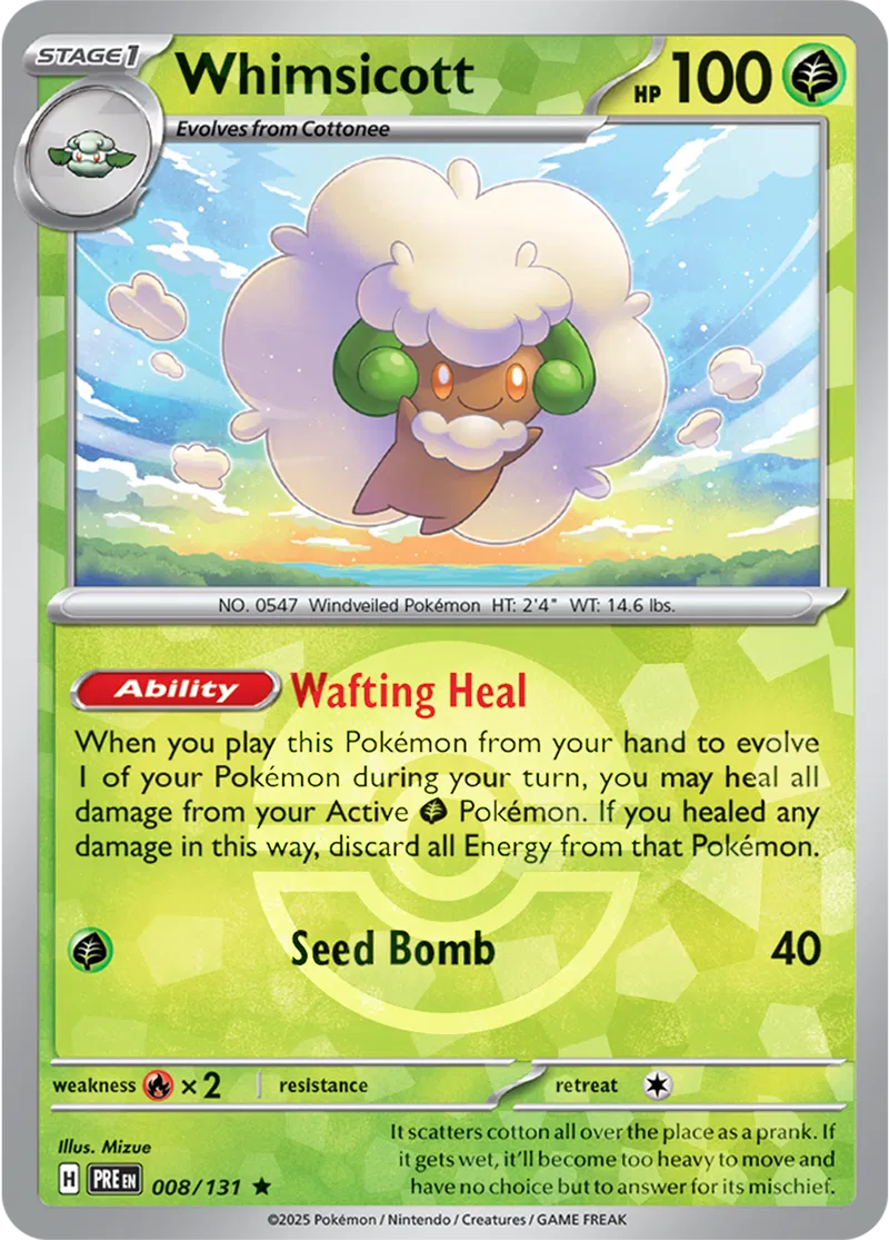 Whimsicott - Prismatic Evolutions: Poké Ball Foil (Rare) [008] Kortspil