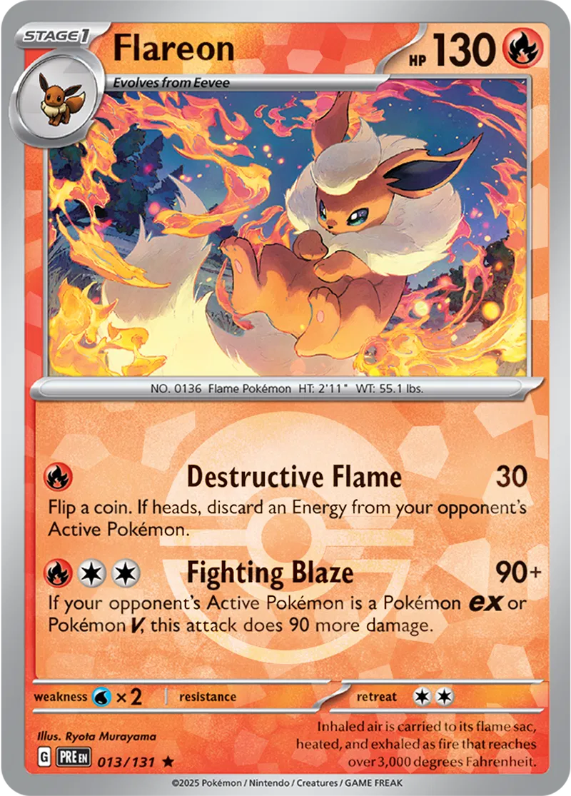 Flareon - Prismatic Evolutions: Poké Ball Foil (Rare) [013] Kortspil