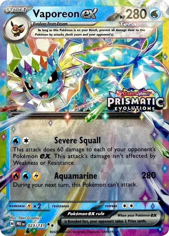 Vaporeon ex - Prismatic Evolutions (Set Stamp) [023] Kortspil