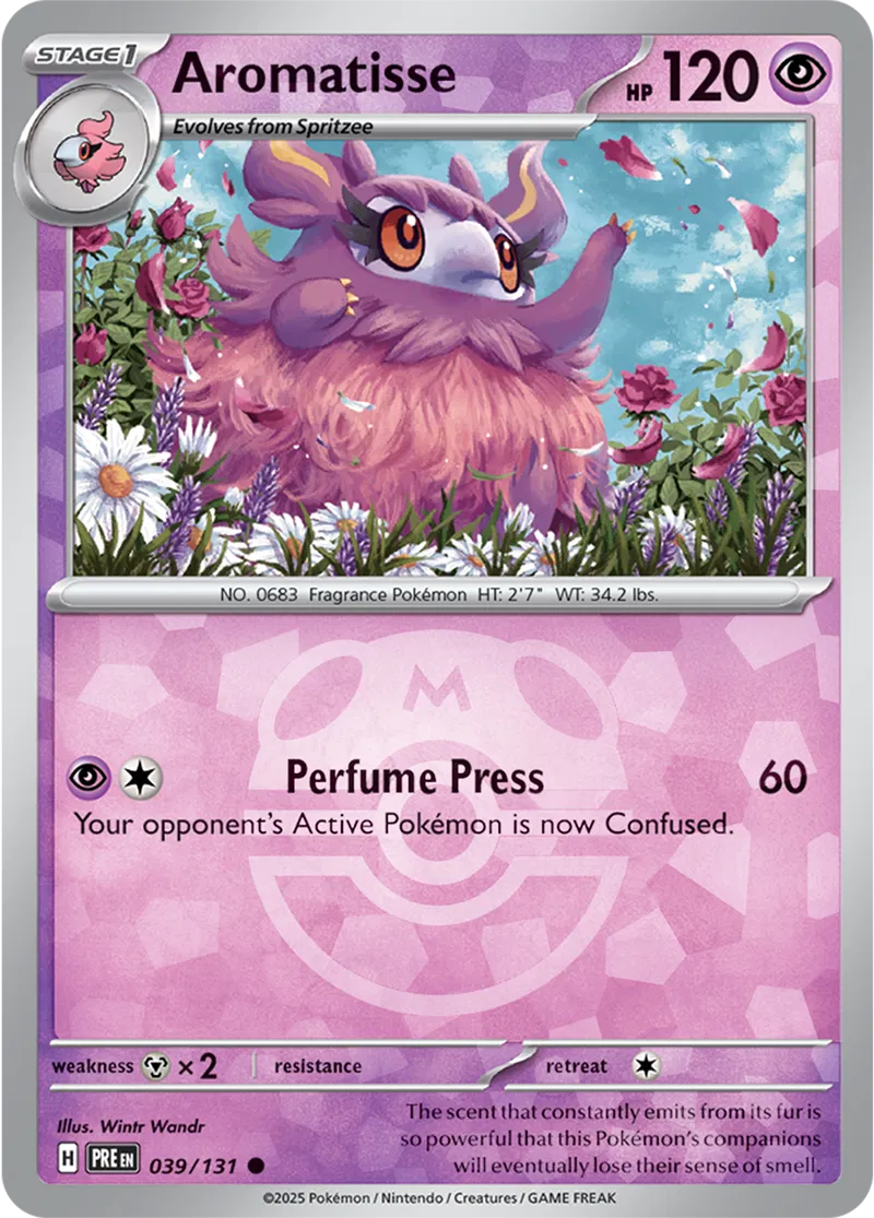 Aromatisse - Prismatic Evolutions: Master Ball Foil (Common) [039] Kortspil