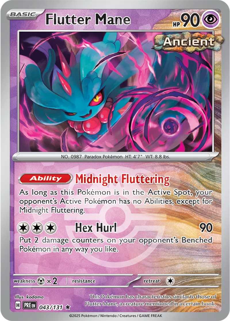 Flutter Mane - Prismatic Evolutions: Master Ball Foil (Rare) [043] Kortspil