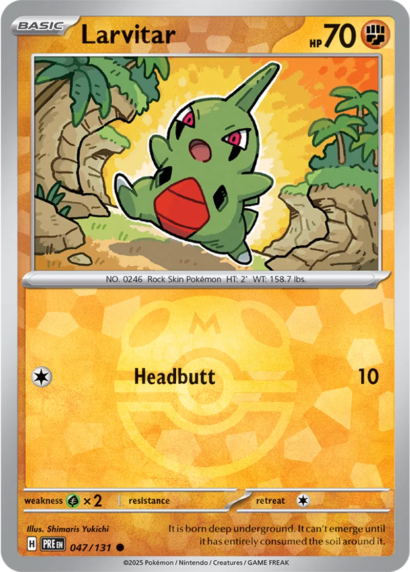 Larvitar - Prismatic Evolutions: Master Ball Foil (Common) [047] Kortspil
