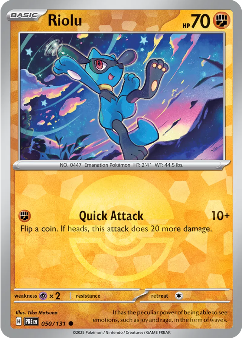 Riolu - Prismatic Evolutions: Poké Ball Foil (Common) [050] Kortspil