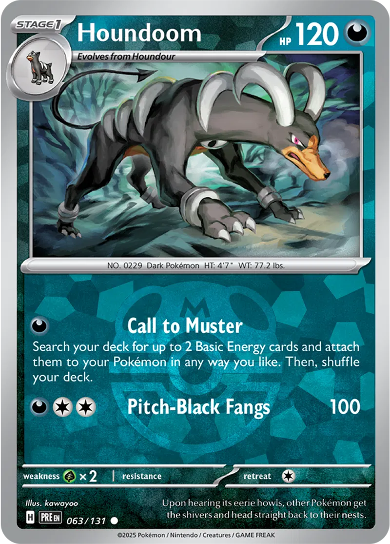 Houndoom - Prismatic Evolutions: Master Ball Foil (Common) [063] Kortspil