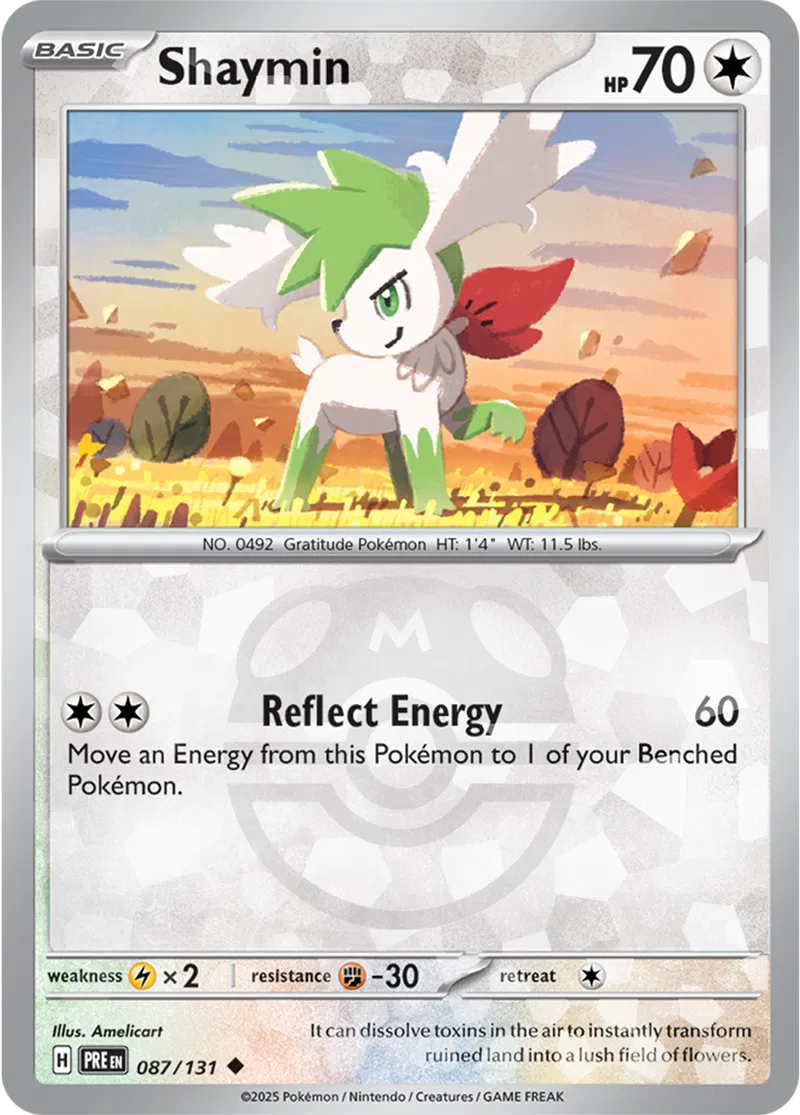 Shaymin - Prismatic Evolutions: Master Ball Foil (Uncommon) [087] Kortspil