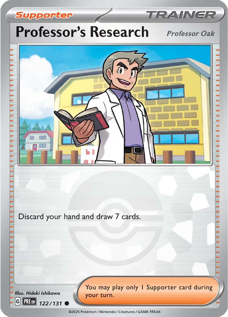 Professor's Research - Professor Oak - Prismatic Evolutions: Poké Ball Foil (Common) [122] Kortspil