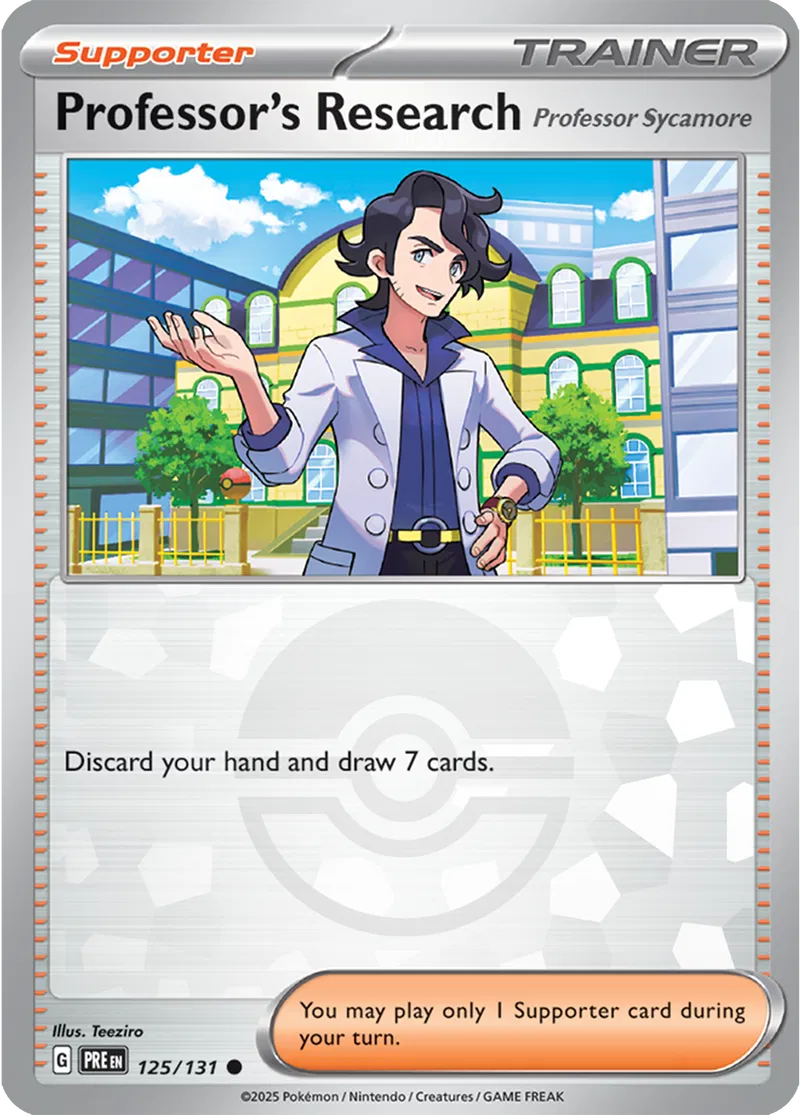 Professor's Research - Professor Sycamore - Prismatic Evolutions: Poké Ball Foil (Common) [125] Kortspil