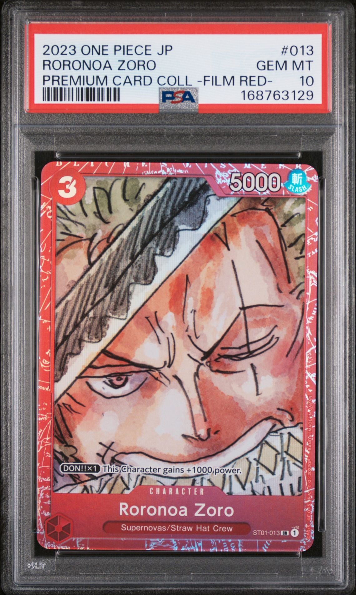 Roronoa Zoro #013 Premium Card Collection Film Red PSA 10 - forside
